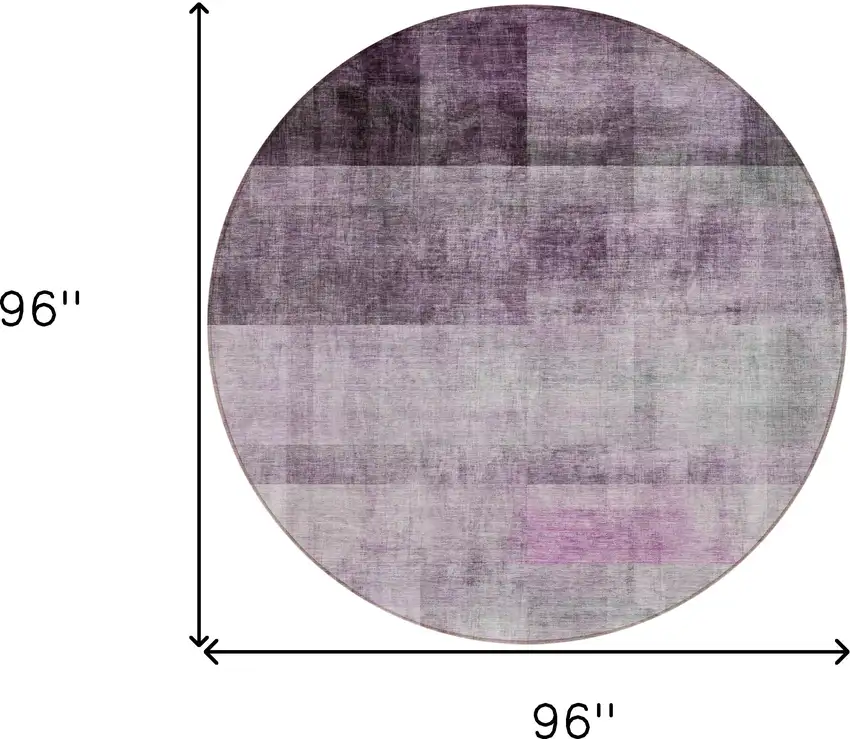 Purple Round Ombre Washable Non Skid Indoor Outdoor Area Rug Photo 3
