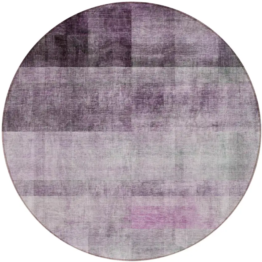 Purple Round Ombre Washable Non Skid Indoor Outdoor Area Rug Photo 2
