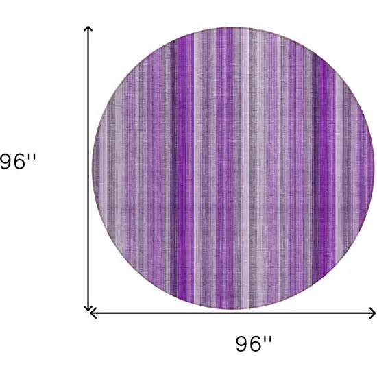 Purple Round Striped Washable Non Skid Indoor Outdoor Area Rug Photo 3