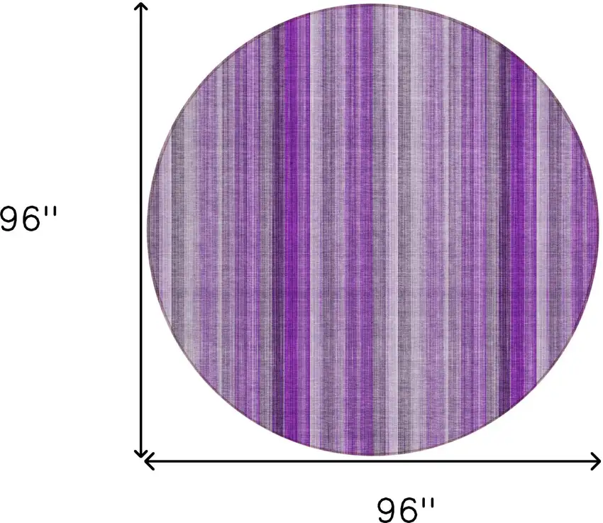 Purple Round Striped Washable Non Skid Indoor Outdoor Area Rug Photo 3