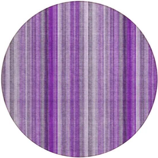 Purple Round Striped Washable Non Skid Indoor Outdoor Area Rug Photo 2