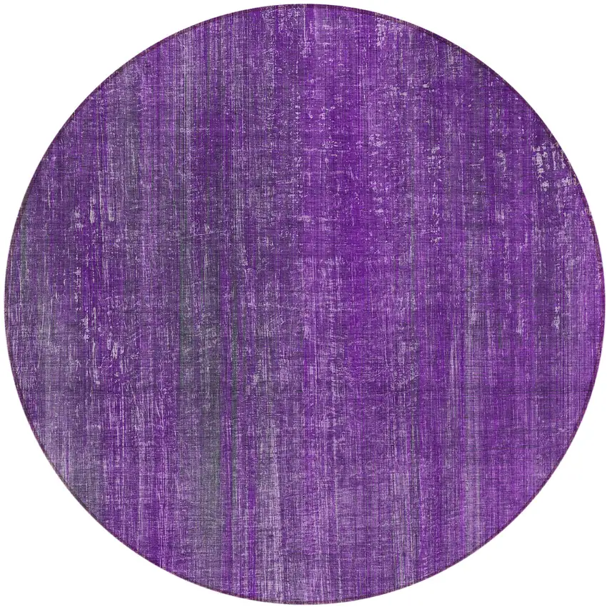 Purple Round Striped Washable Non Skid Indoor Outdoor Area Rug Photo 2