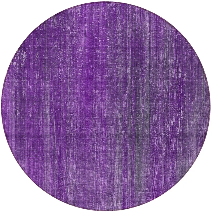 Purple Round Striped Washable Non Skid Indoor Outdoor Area Rug Photo 5