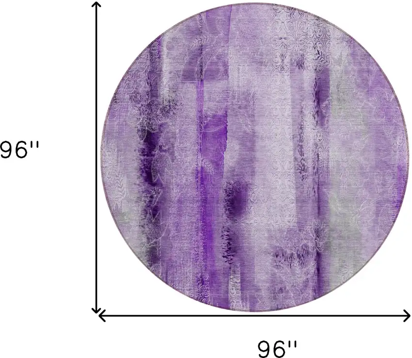 Purple Round Washable Non Skid Indoor Outdoor Area Rug Photo 3
