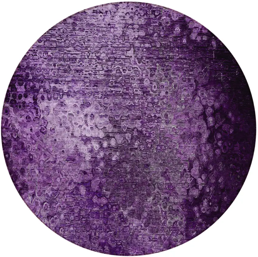 Purple Round Washable Non Skid Indoor Outdoor Area Rug Photo 4