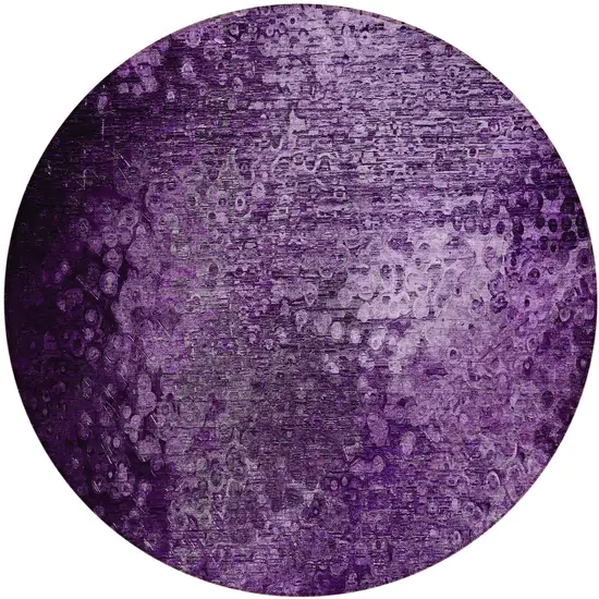 Purple Round Washable Non Skid Indoor Outdoor Area Rug Photo 2