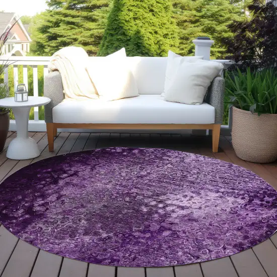 Purple Round Washable Non Skid Indoor Outdoor Area Rug Photo 8