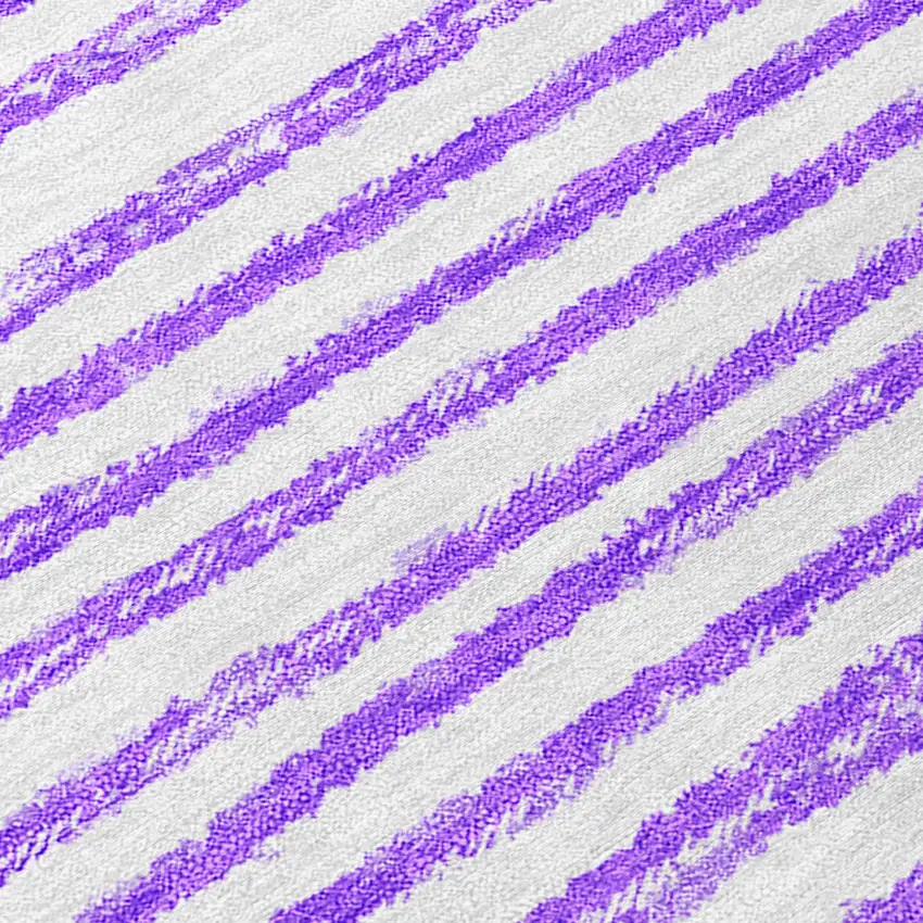 8' Purple And White Round Abstract Washable Indoor Outdoor Area Rug Photo 8
