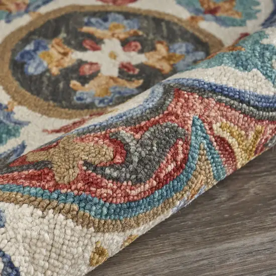 4' Round Red Layered Petals Area Rug Photo 6
