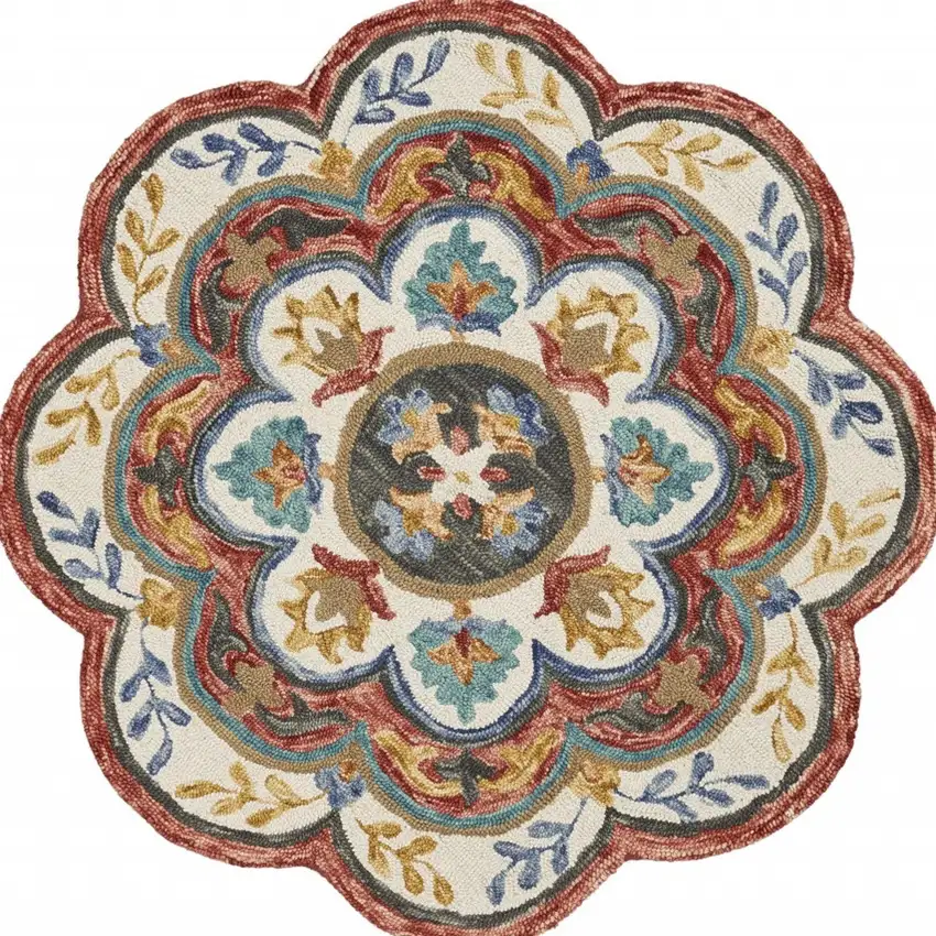 Red Layered Petals Area Rug Photo 7
