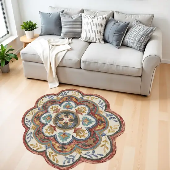 Red Layered Petals Area Rug Photo 2