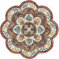 Photo of 4' Round Red Layered Petals Area Rug