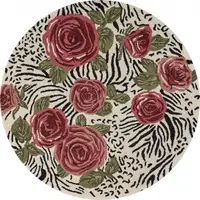 Photo of 4' Round Red Rose Bed Area Rug