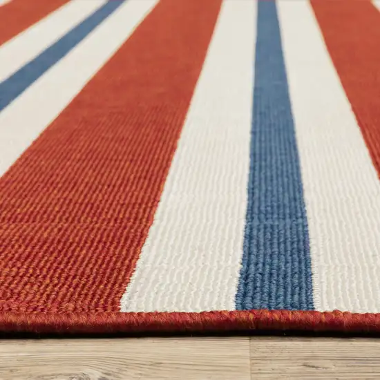 8' Round Red Round Geometric Stain Resistant Indoor Outdoor Area Rug Photo 4