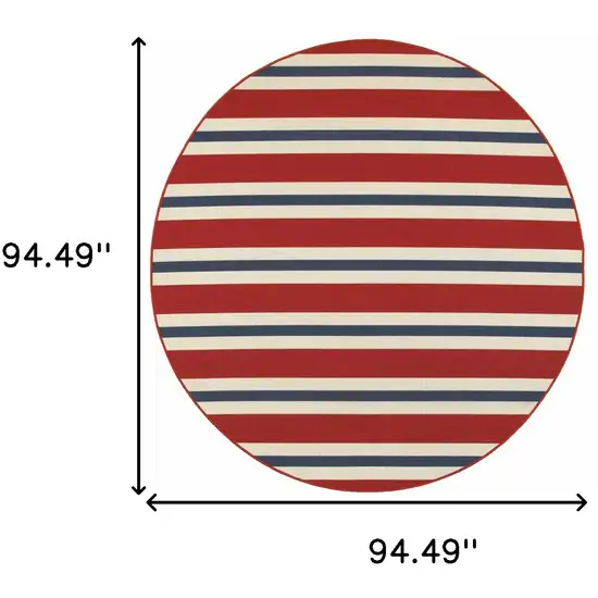 8' Round Red Round Geometric Stain Resistant Indoor Outdoor Area Rug Photo 6