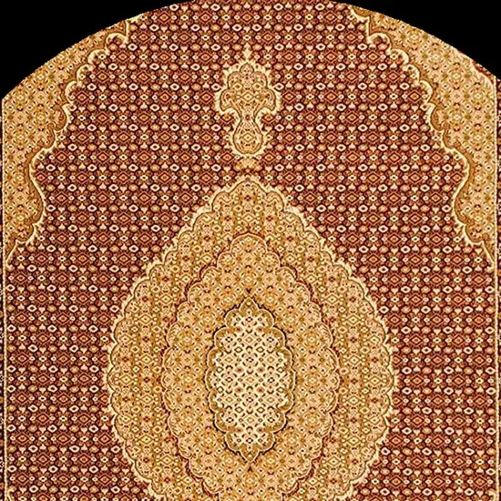 5' Red Round Oriental Power Loom Area Rug Photo 4