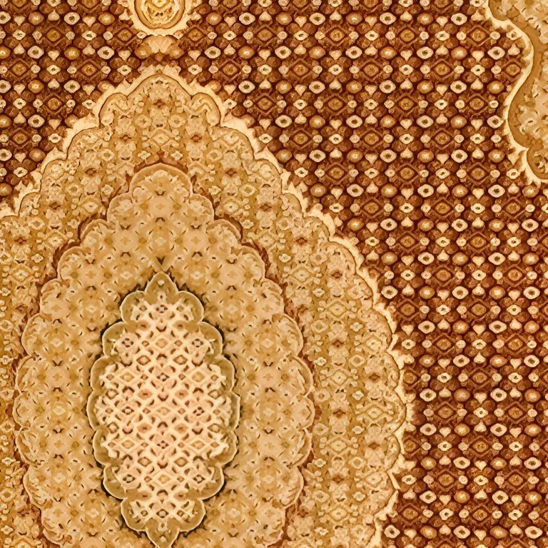 5' Round Red and Beige Medallion Area Rug Photo 1