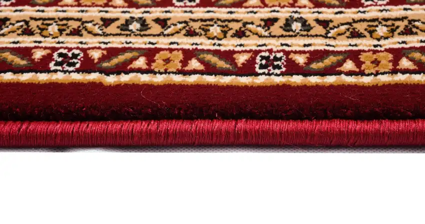 5' Red Round Oriental Power Loom Area Rug Photo 3