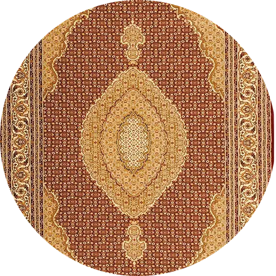 5' Red Round Oriental Power Loom Area Rug Photo 2