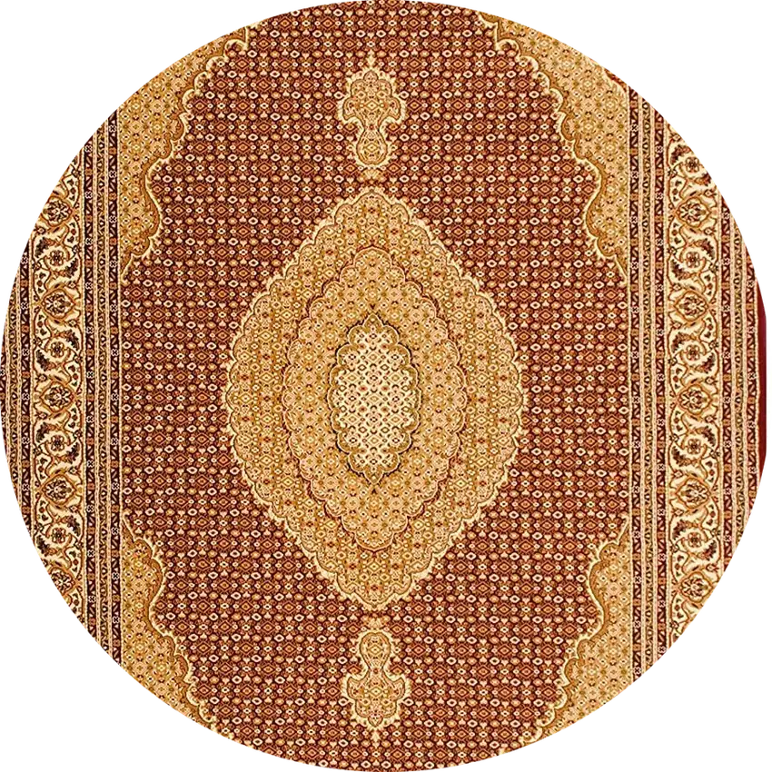 5' Red Round Oriental Power Loom Area Rug Photo 2