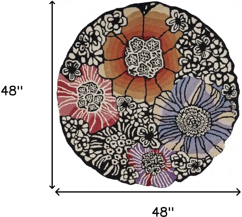 Red and Black Floral Area Rug Photo 7