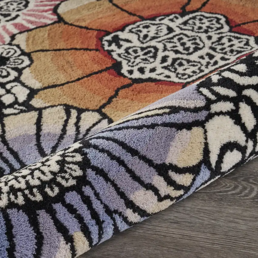 Red and Black Floral Blossom Area Rug Photo 5