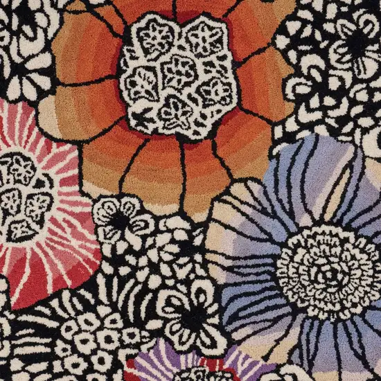 Red and Black Floral Blossom Area Rug Photo 6