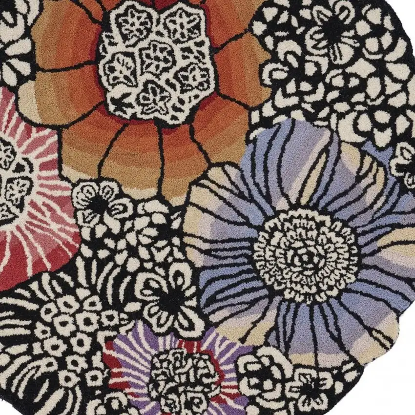 Red and Black Floral Blossom Area Rug Photo 7