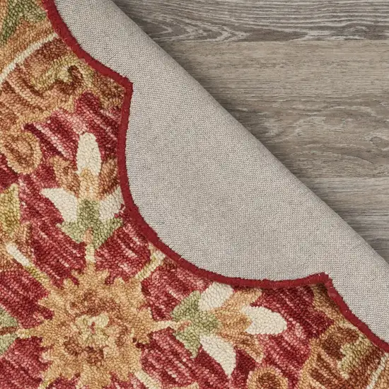 4' Red Wool Hand Hooked Round Rug Photo 8