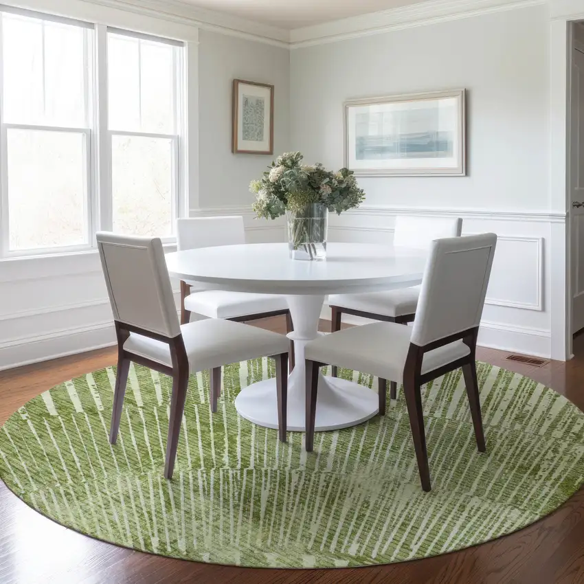 Sage Round Abstract Washable Non Skid Indoor Outdoor Area Rug Photo 9