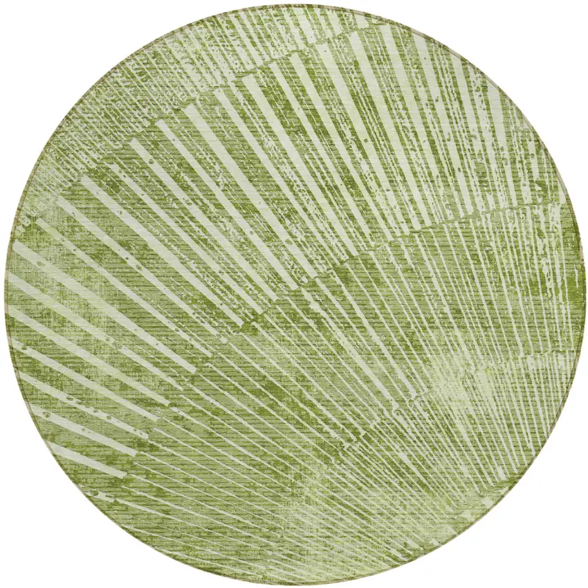 8' Round Sage Round Abstract Washable Non Skid Indoor Outdoor Area Rug Photo 2