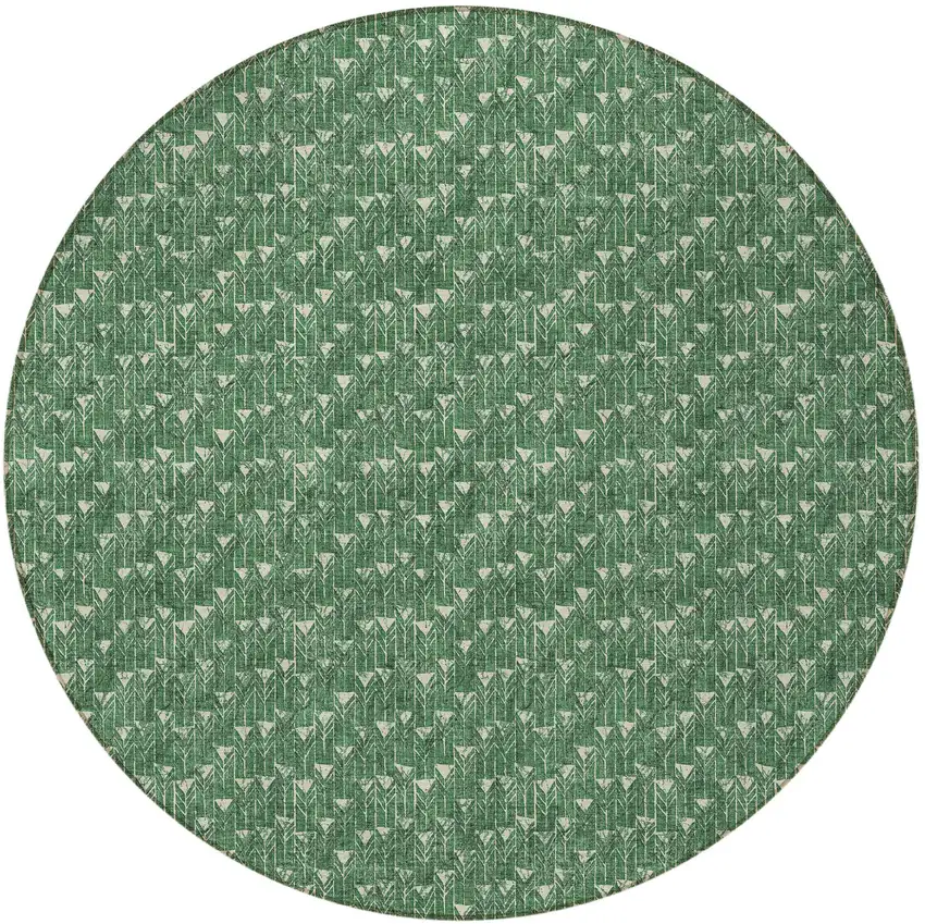 Sage Round Geometric Washable Non Skid Indoor Outdoor Area Rug Photo 4