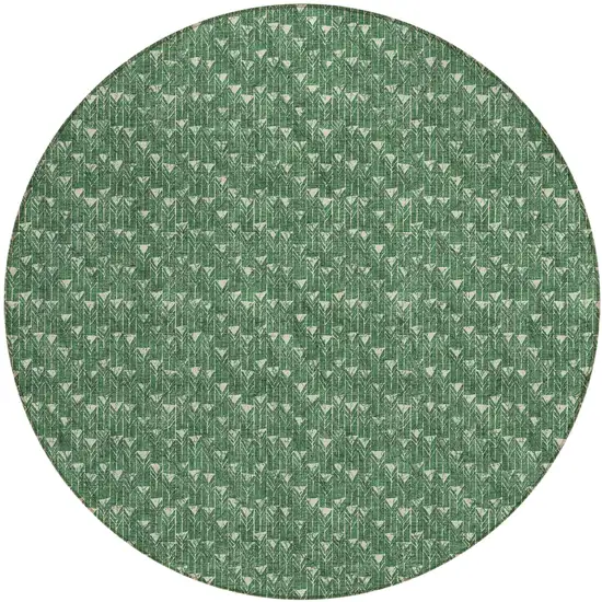 Sage Round Geometric Washable Non Skid Indoor Outdoor Area Rug Photo 2
