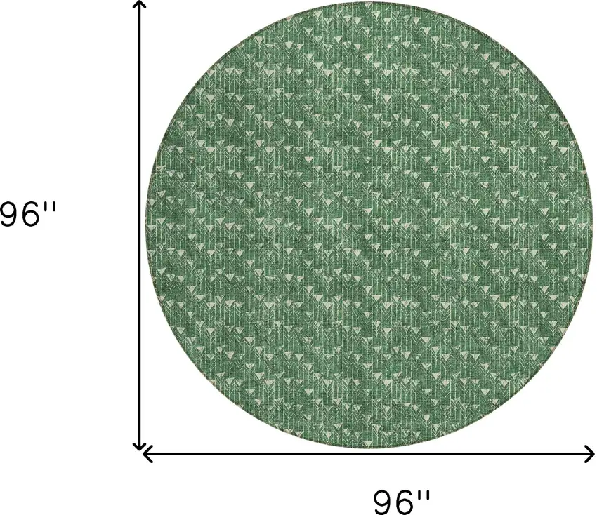8' Round Sage Round Geometric Washable Non Skid Indoor Outdoor Area Rug Photo 3