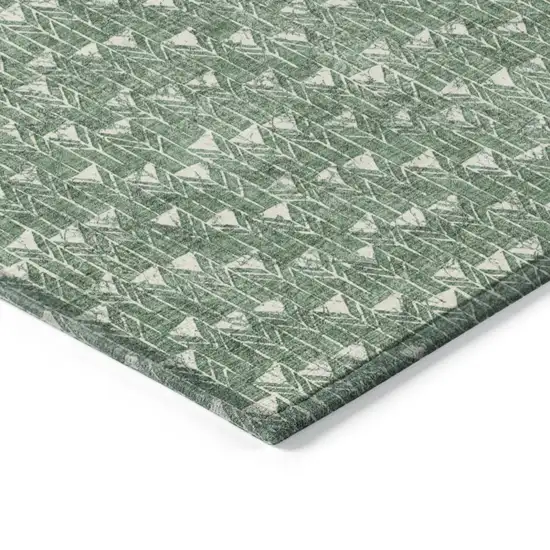 8' Round Sage Round Geometric Washable Non Skid Indoor Outdoor Area Rug Photo 7