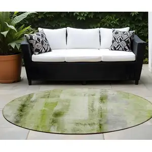 Photo of 8' Round Sage Round Washable Non Skid Indoor Outdoor Area Rug