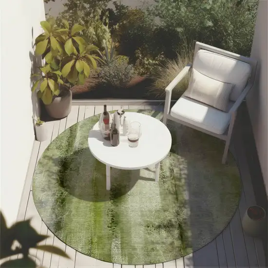Sage Round Washable Non Skid Indoor Outdoor Area Rug Photo 8