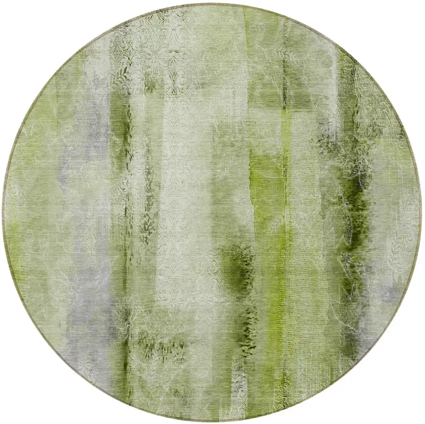 Sage Round Washable Non Skid Indoor Outdoor Area Rug Photo 5