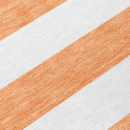Salmon Round Striped Washable Non Skid Indoor Outdoor Area Rug Photo 8