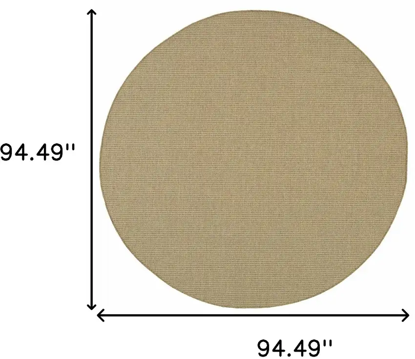 8' Round Sand Round Stain Resistant Indoor Outdoor Area Rug Photo 6