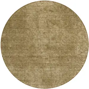Photo of 8' Round Tan Round Abstract Washable Non Skid Indoor Outdoor Area Rug