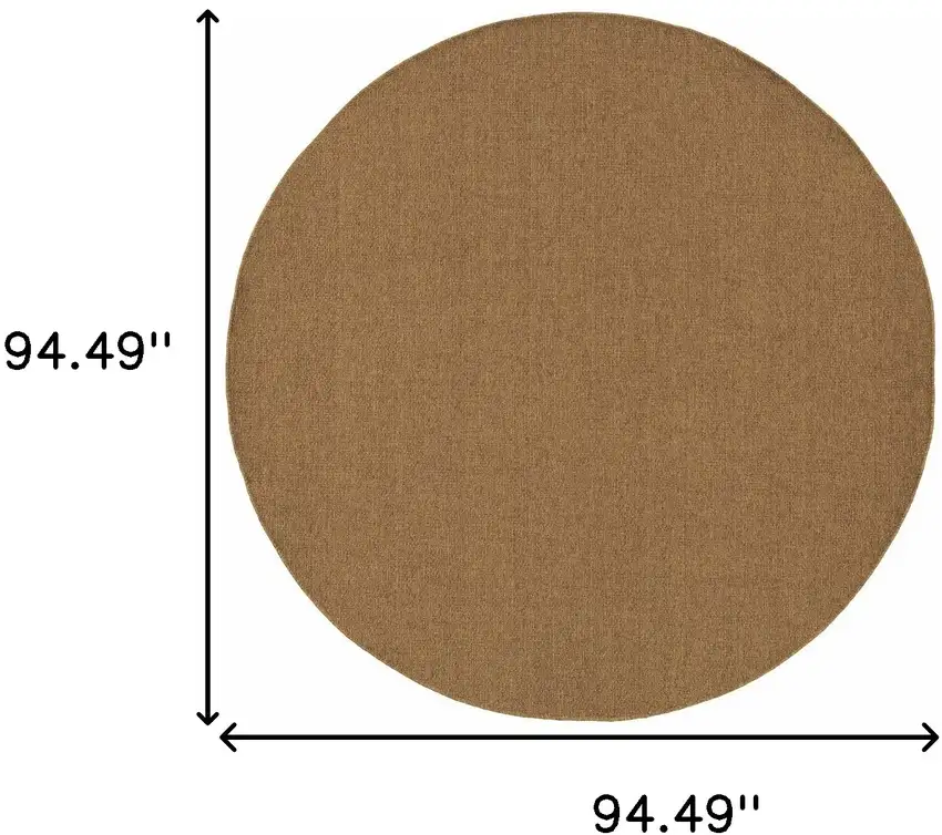 8' Round Tan Round Stain Resistant Indoor Outdoor Area Rug Photo 4