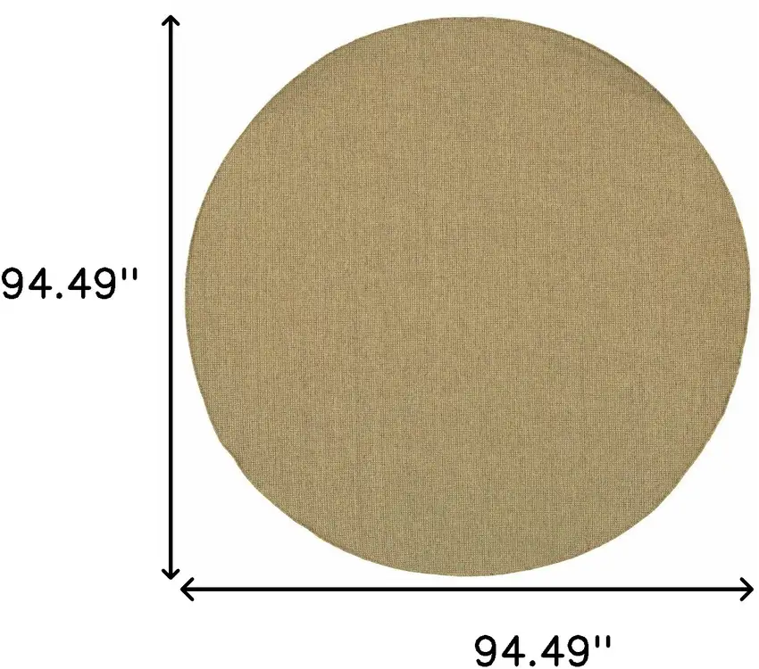 8' Round Tan Round Stain Resistant Indoor Outdoor Area Rug Photo 6
