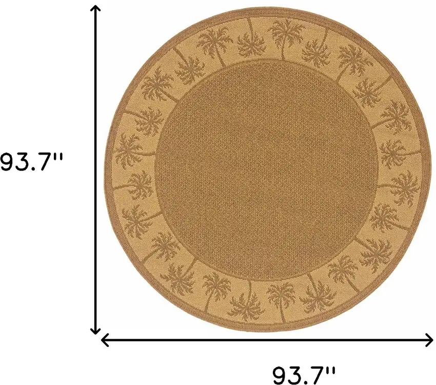 8' Round Tan Round Stain Resistant Indoor Outdoor Area Rug Photo 5