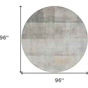 Photo of 8' Round Taupe Round Ombre Washable Non Skid Indoor Outdoor Area Rug