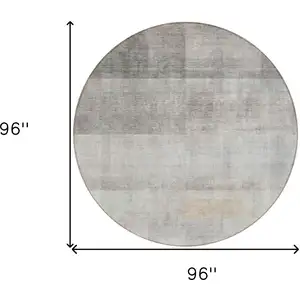Photo of 8' Round Taupe Round Ombre Washable Non Skid Indoor Outdoor Area Rug