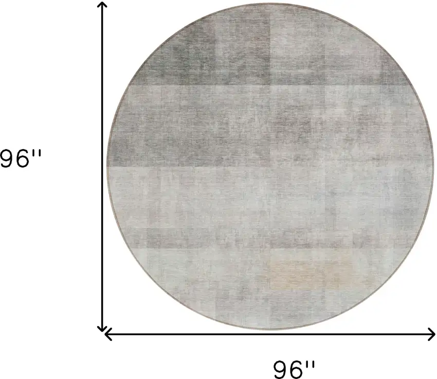 8' Round Taupe Round Ombre Washable Non Skid Indoor Outdoor Area Rug Photo 3