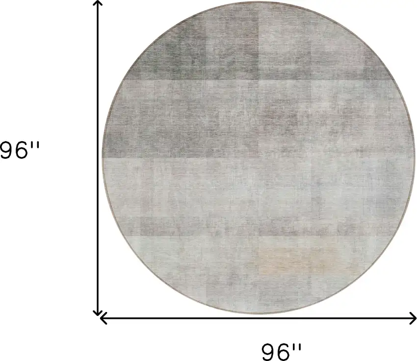 8' Round Taupe Round Ombre Washable Non Skid Indoor Outdoor Area Rug Photo 3