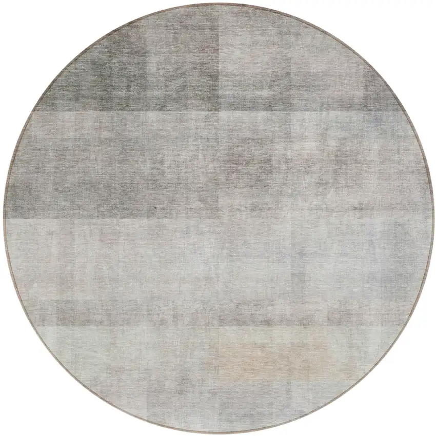 Taupe Round Ombre Washable Non Skid Indoor Outdoor Area Rug Photo 2