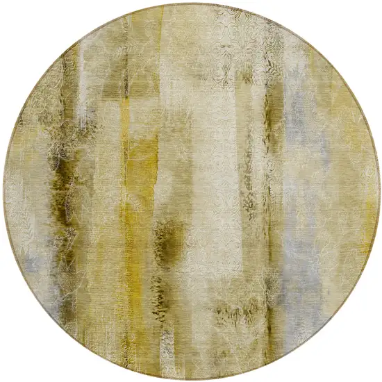 Taupe Round Washable Non Skid Indoor Outdoor Area Rug Photo 2